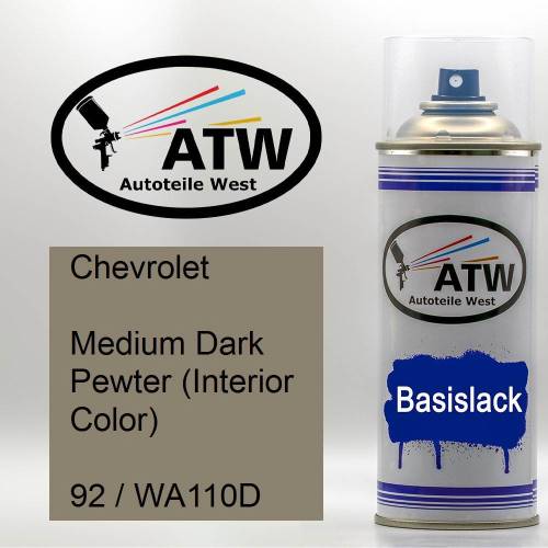 Chevrolet, Medium Dark Pewter (Interior Color), 92 / WA110D: 400ml Sprühdose, von ATW Autoteile West.